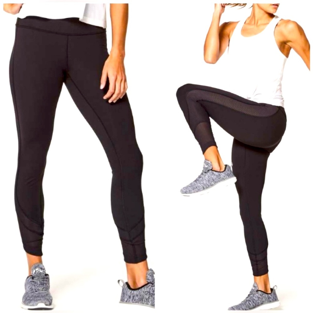Lululemon Ready Set Go 7/8 Tight Leggings 25” High Rise Mesh Panels Black Size 8